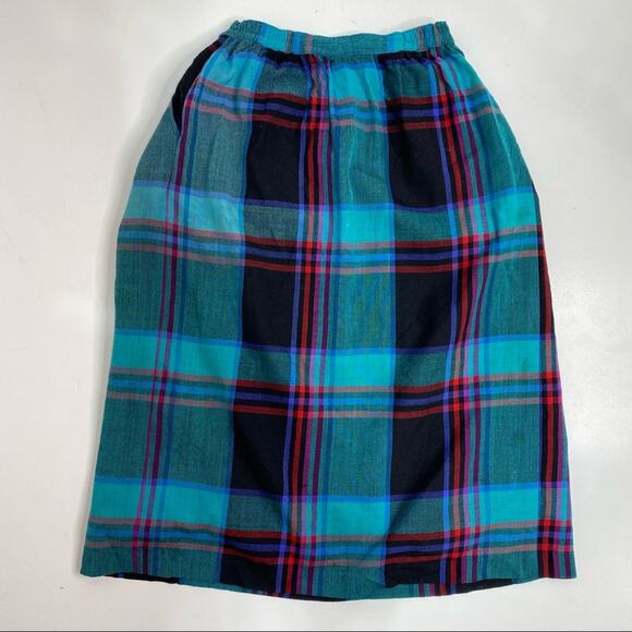 Stephanie Edwards Vintage Wool Plaid Pleated Midi Skirt - Picture 6 of 14